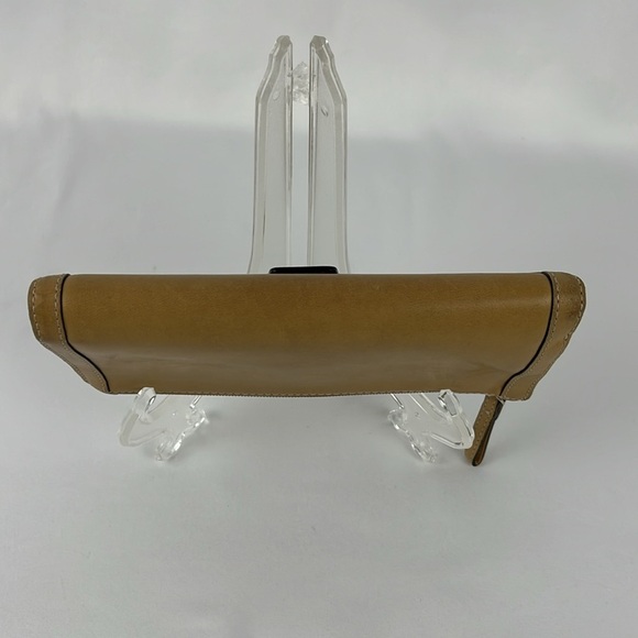 Coach Soho Nude Tan Large Leather Trifold Wallet Silver Buckle w/Checkbook Cover - Picture 5 of 13